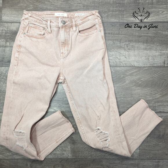 Cleo + Wolf High Rise Straight Distressed Jeans Size 28 (6) - Picture 1 of 6